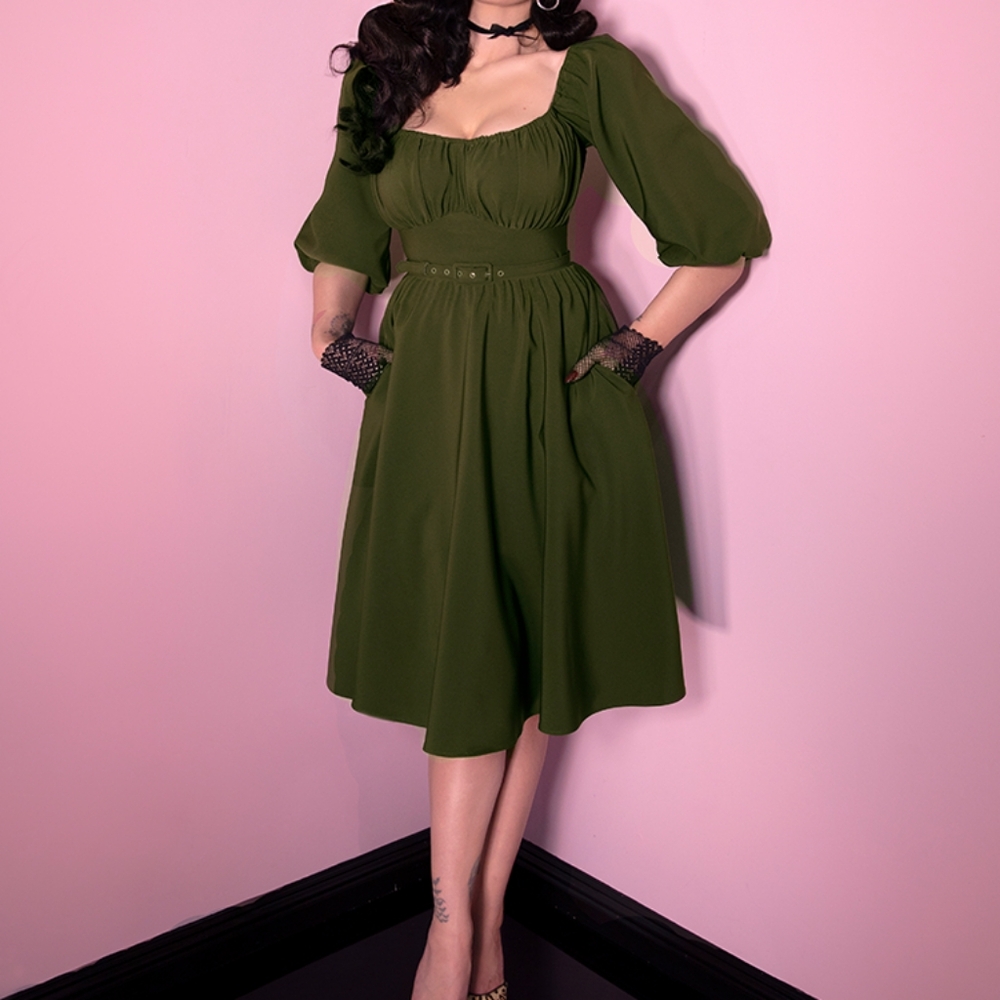Micheline Pitt Vixen Vacation Dress Olive Green